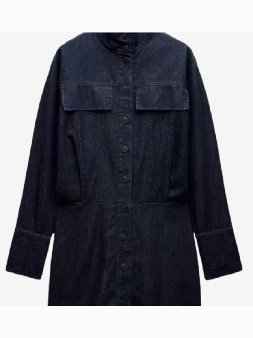 ZARA Dark Indigo Long Smocked Back Denim Jacket! 🌌